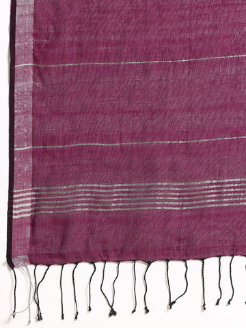 ArtEastri Handloom Grey Purple Cotton Kantha Saree