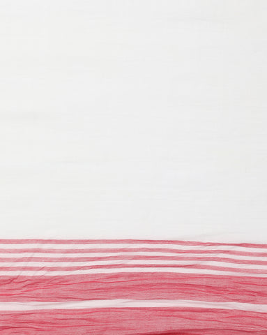 White Red Diamond Jamdani  Cotton Saree