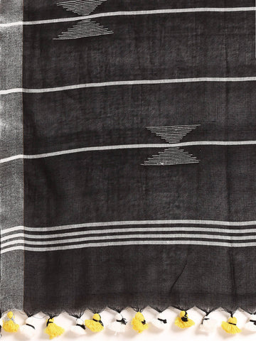 ArtEastri Black Maroon Cotton Handloom Saree