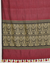 Maroon & Yellow Women's Ethnic Silk Cotton Assamese Dupatta