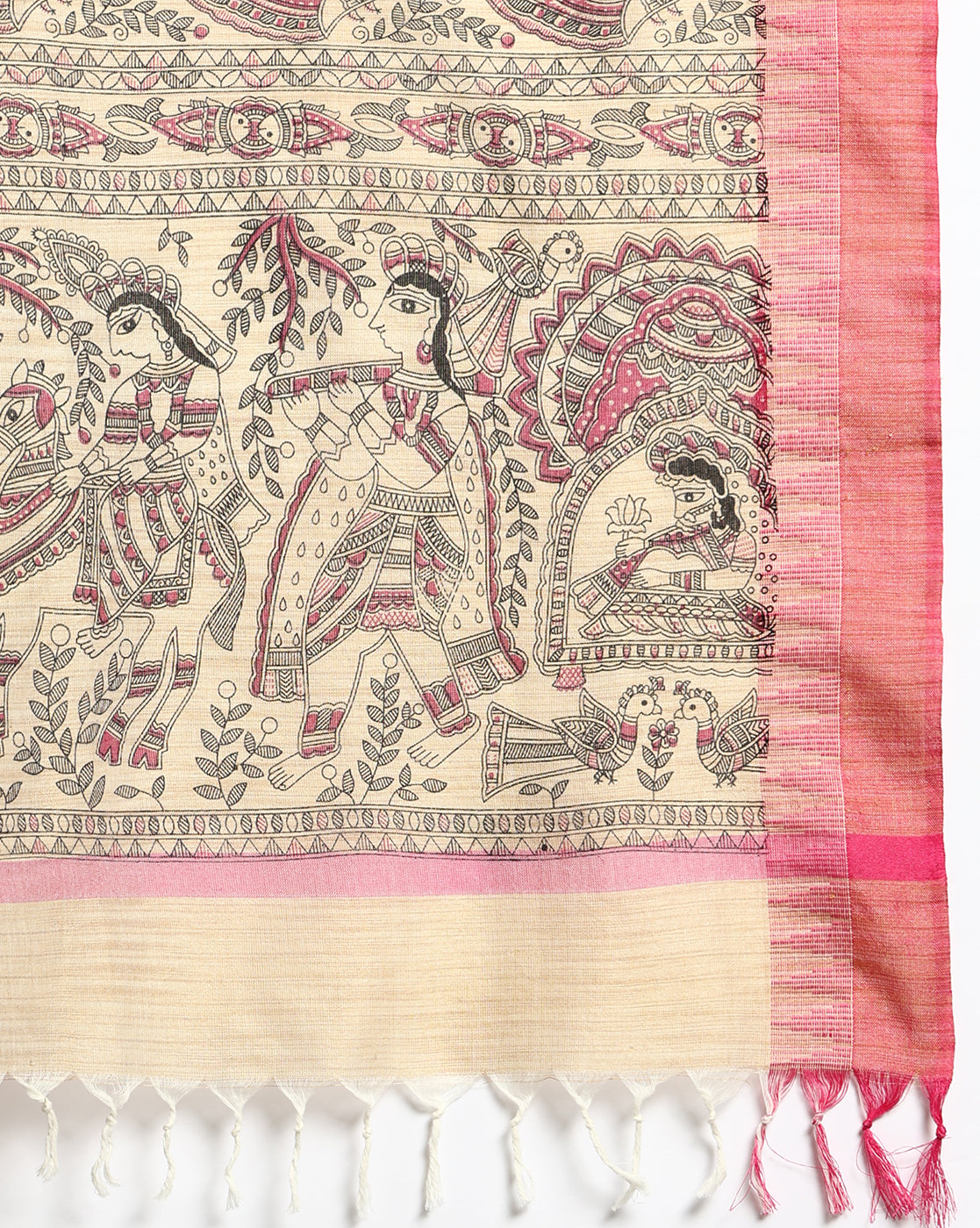 Pure Cotton Madhubani Print Dupatta- Krishna Palki