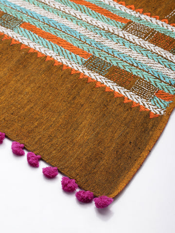 Brown Kantha Stitch Cotton Dupatta