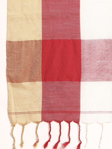 ArtEastri Colorblock Pure Cotton Saree with Blouse piece