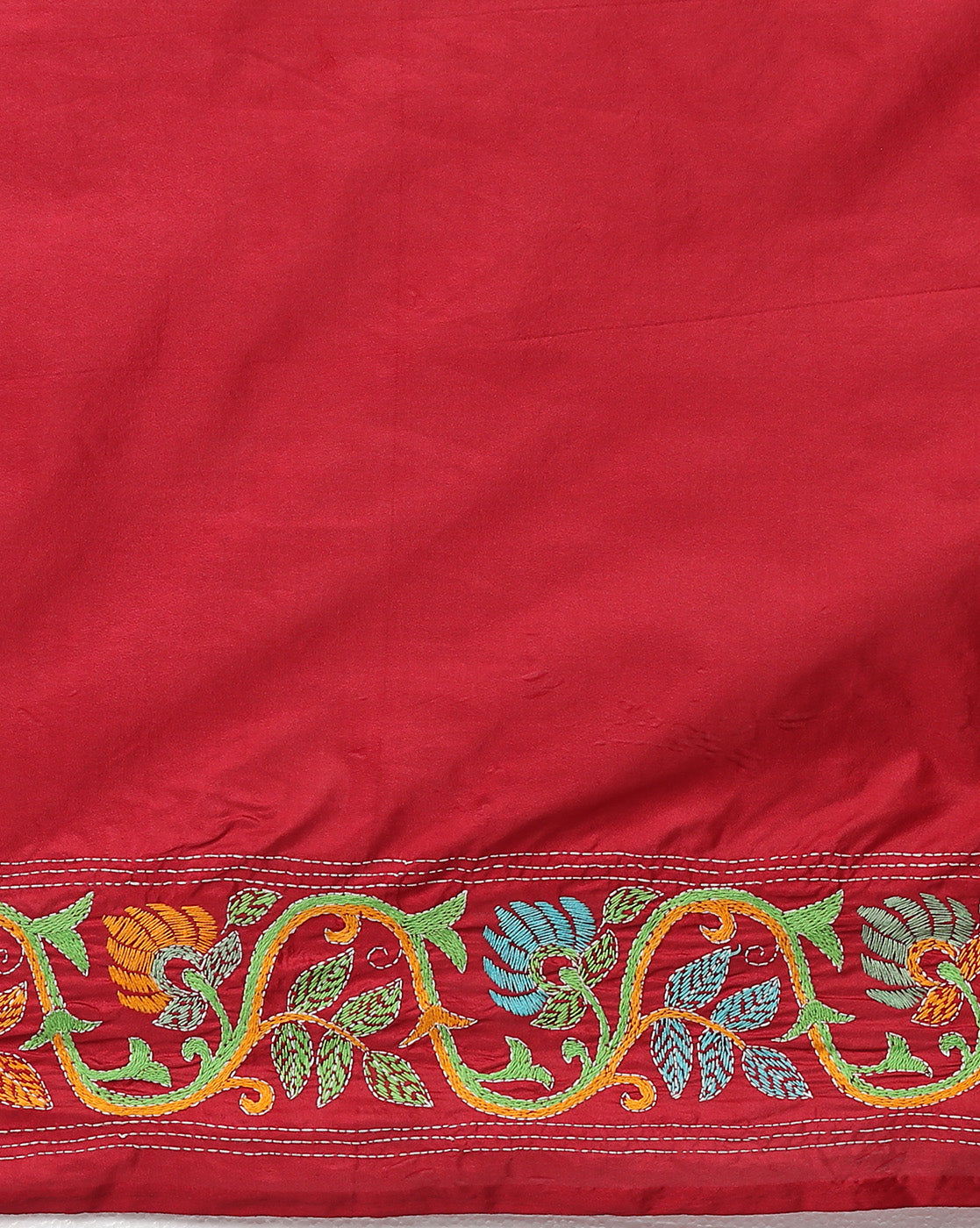 ArtEastri Red Bird Design Artsilk Saree with Blouse piece