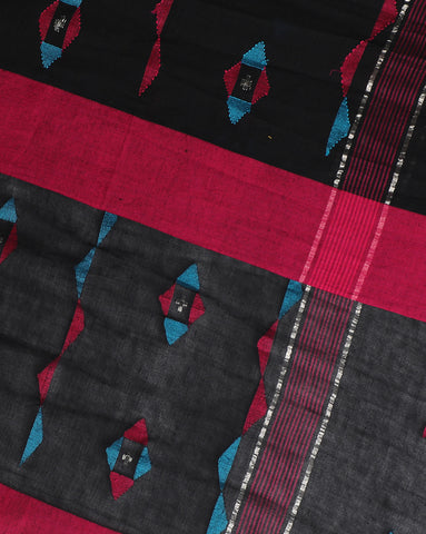 Handloom Jamdani Cotton Saree With Blouse Piece