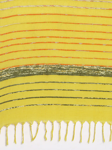 Yellow Khesh Kantha Cotton  Saree