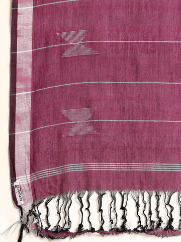 ArtEastri Green Magenta handloom Cotton Kantha Stitch Saree