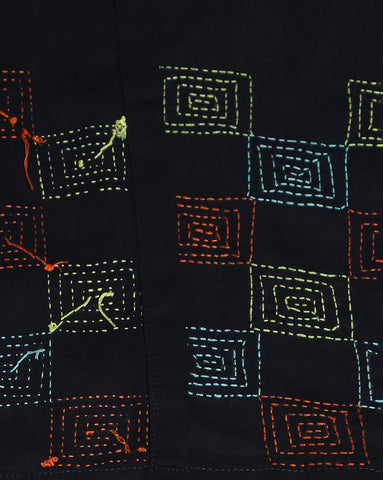 Navy Kantha Cotton Kurta
