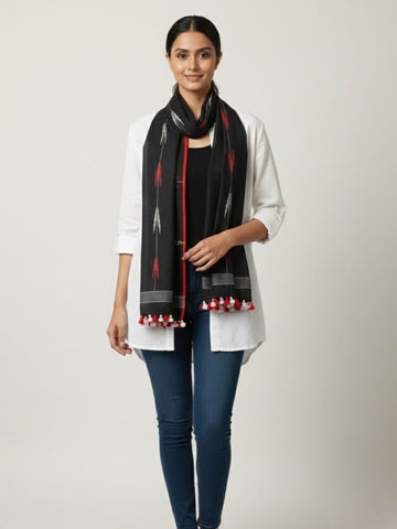 Black Cotton Handloom Jamdani Dupatta