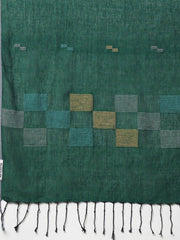 Bottle Green Mul cotton Handloom Jamdani Dupatta