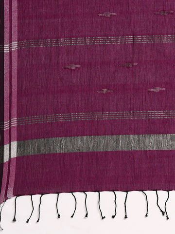 Purple Handloom Jamdani Cotton Saree