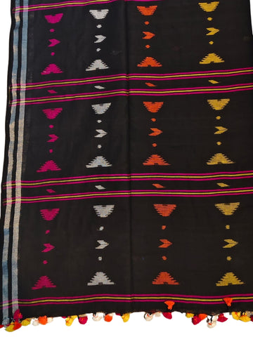 Black Handloom Jamdani Cotton Saree