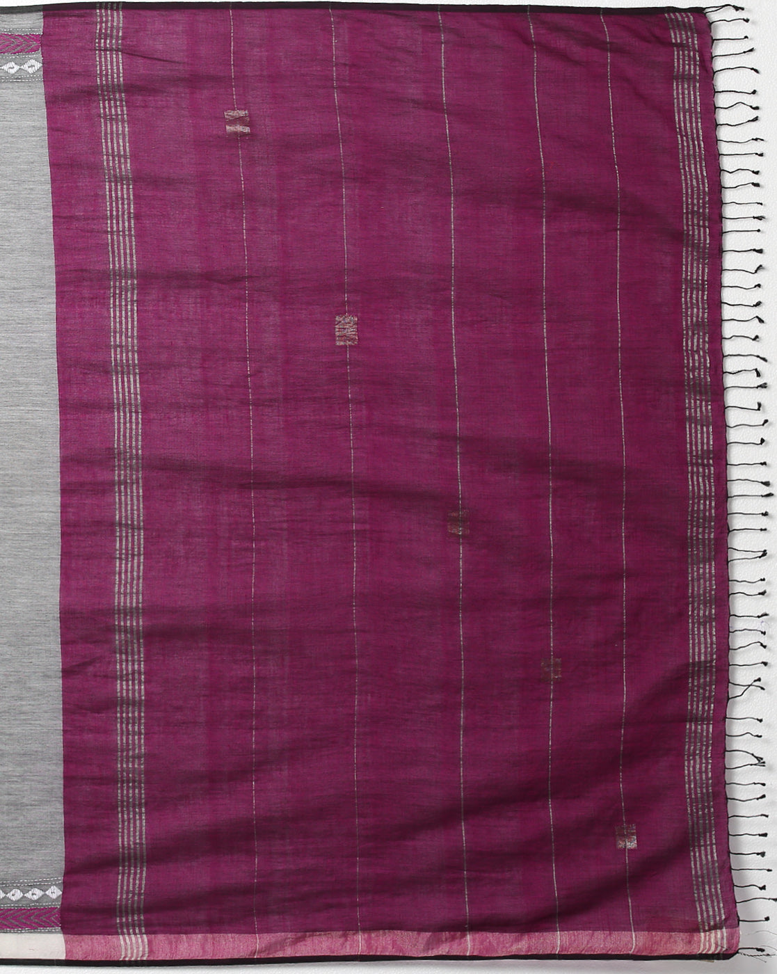 ArtEastri Handloom Grey Purple Cotton Kantha Saree