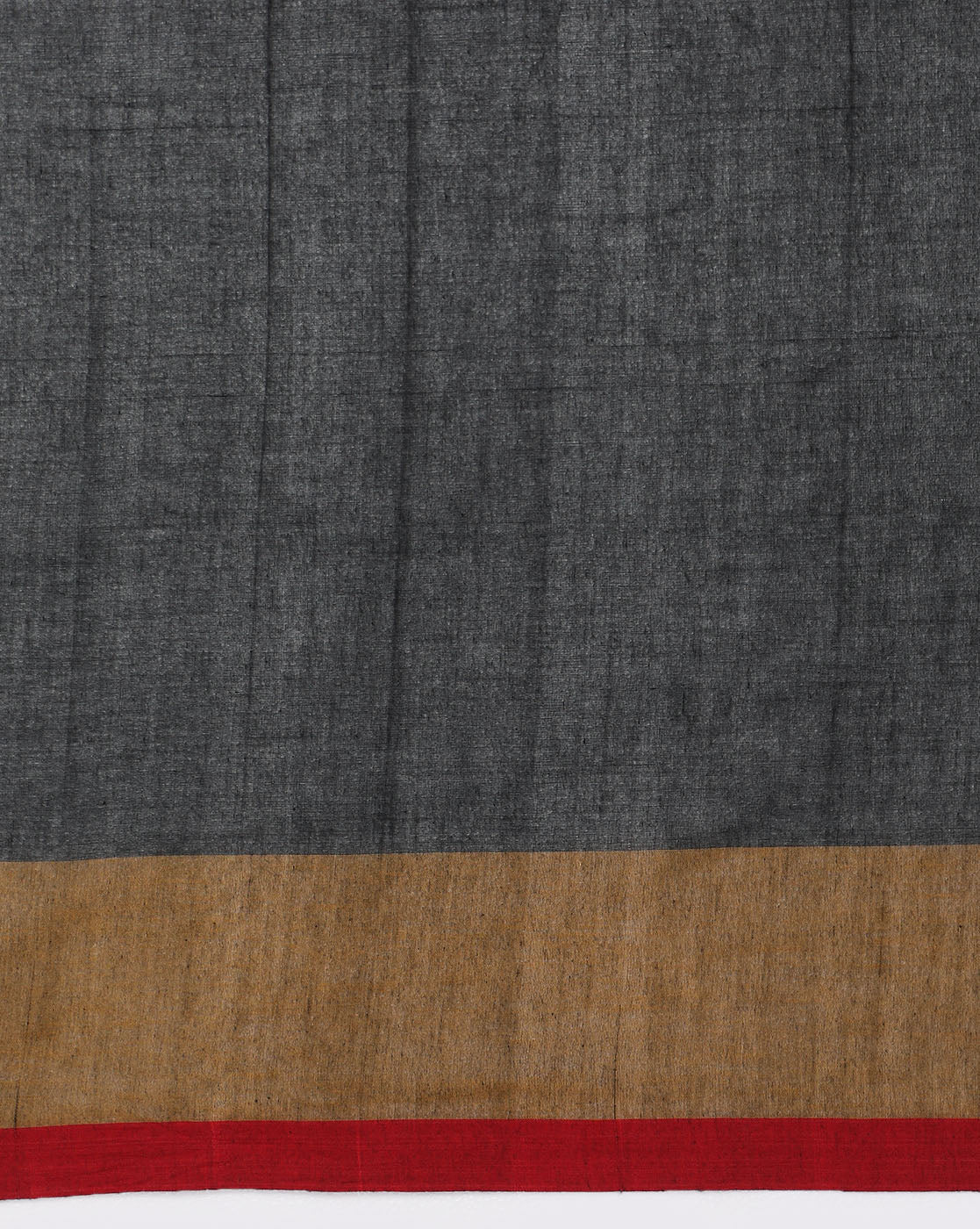 Grey Colour block Cotton Saree with pompoms