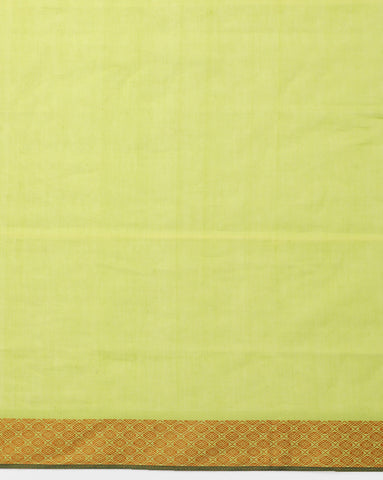 Lime green Golden Jacquard Cotton Saree