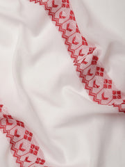 ArtEastri  White Red Pure Cotton Saree with Blouse piece