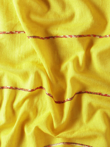 Yellow Khesh Kantha Cotton  Saree