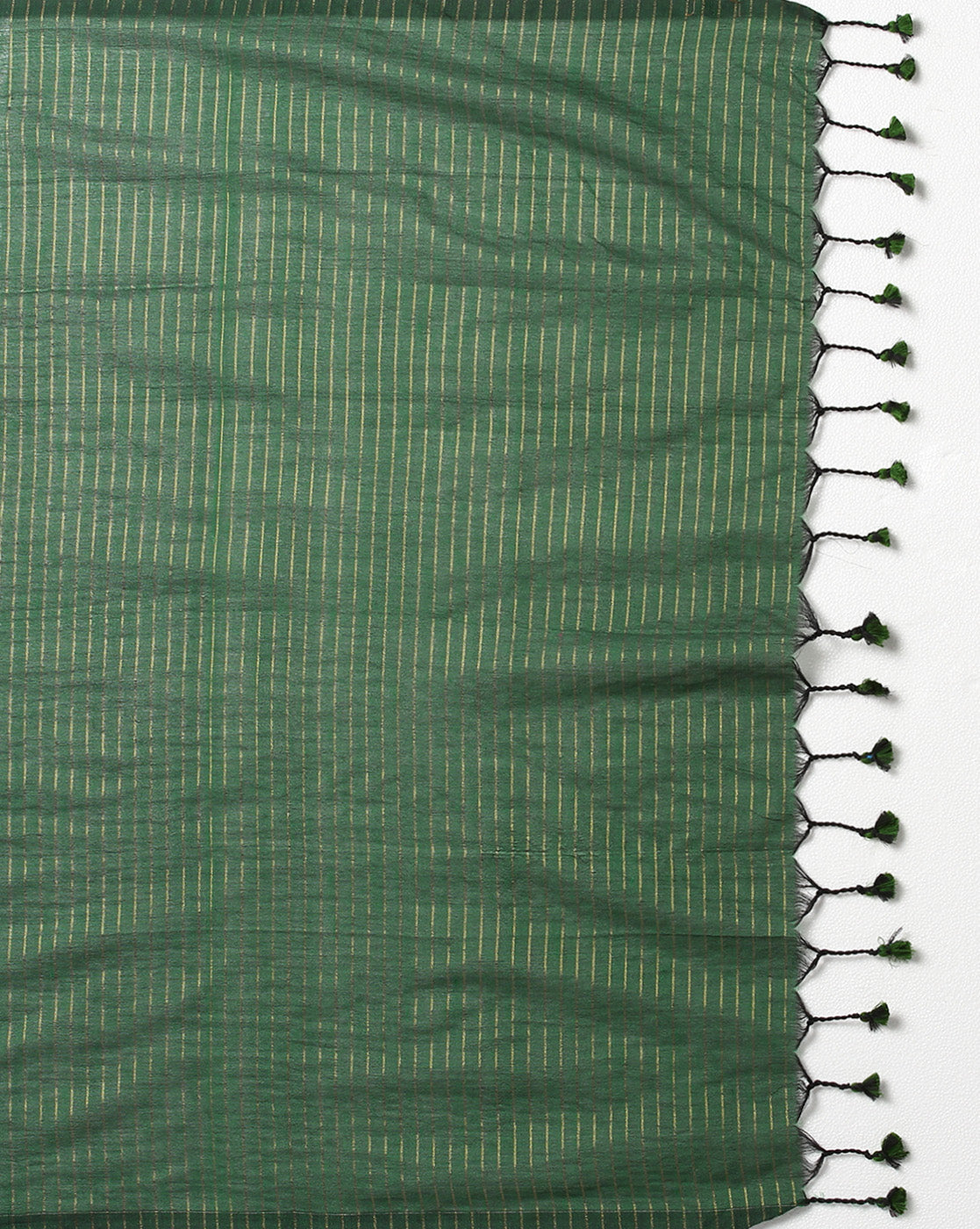 ArtEastri Green Striped Cotton Saree With Blouse Piece