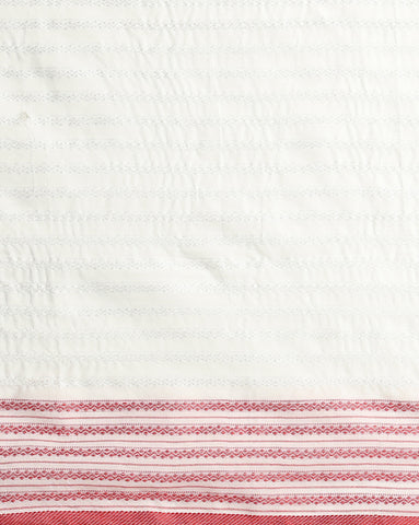 ArtEastri White Red Cotton Saree with Blouse piece
