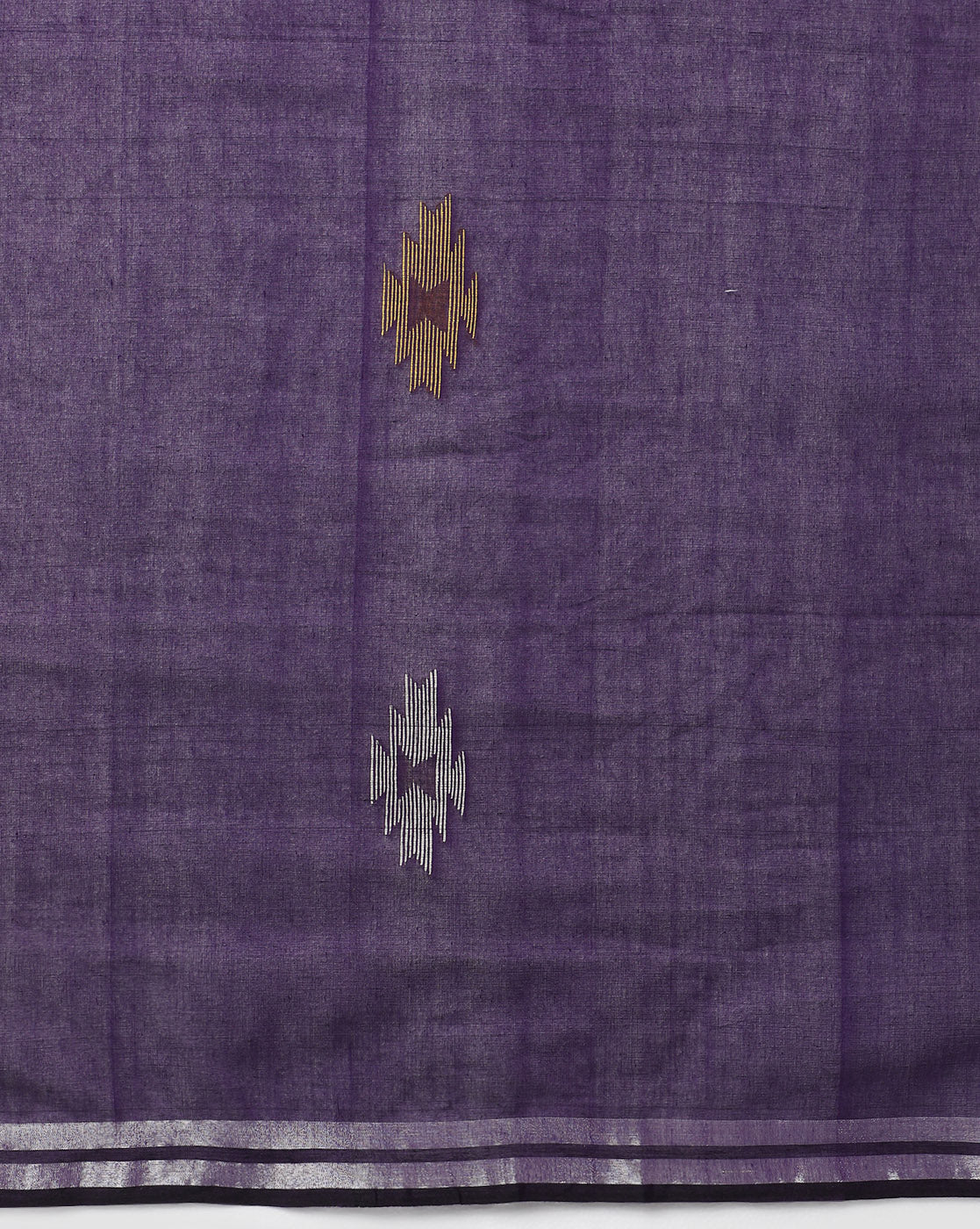 Violet Brown Jamdani Cotton Saree Without Blouse Piece