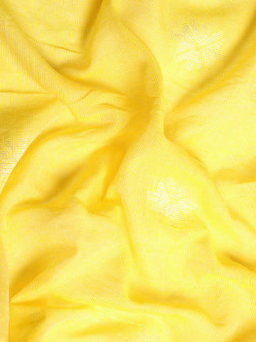 Yellow White Buti Cotton Saree