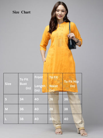 Yellow Kantha Cotton Kurta