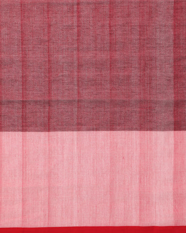 Handloom Colour block Cotton Saree with pompoms