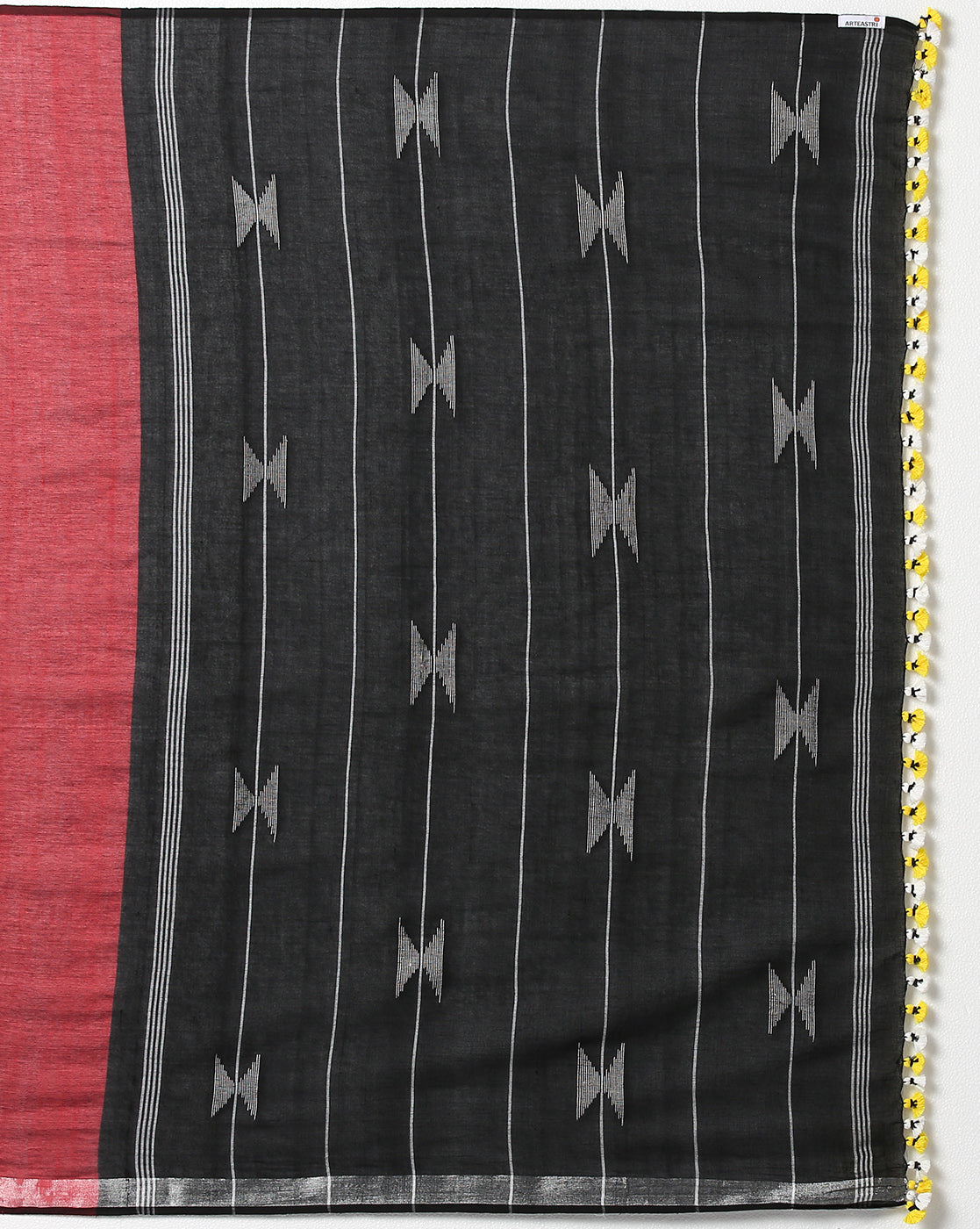 ArtEastri Black Maroon Cotton Handloom Saree