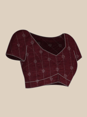 Maroon Khesh Kantha Cotton Saree