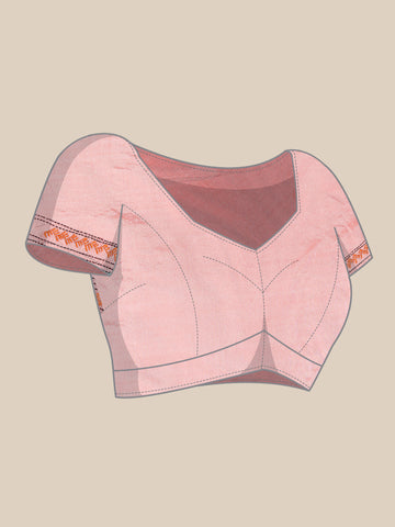 ArtEastri Light Pink Art Silk Kantha Stitch Saree With Blouse Piece