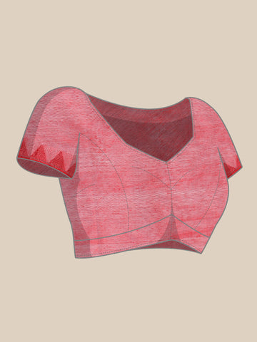 ArtEastri White Red Silk cotton Saree with Blouse piece