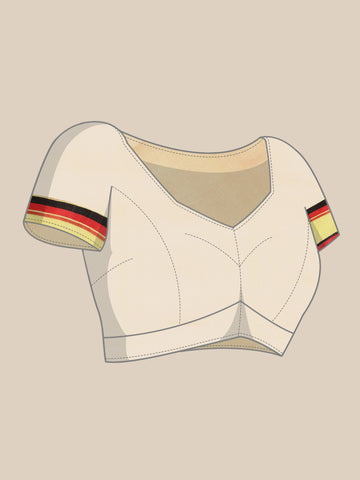 ArtEastri White Green Red Cotton Saree with Blouse piece