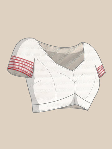 ArtEastri White Red Cotton Saree with Blouse piece