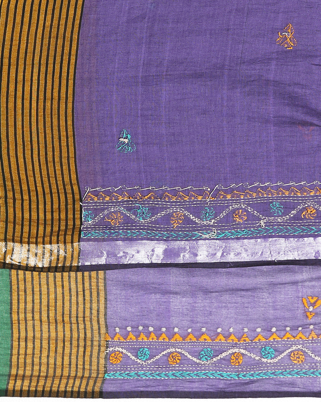 ArtEastri Handloom Violet Kantha Cotton Saree