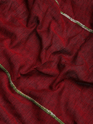 ArtEastri Maroon Red Ajrak Print Khesh Cotton Saree with Blouse piece