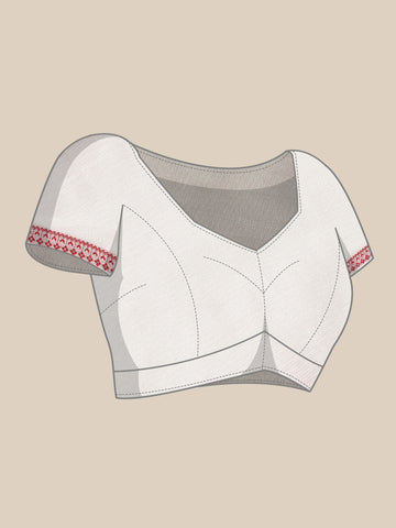 ArtEastri  White Red Pure Cotton Saree with Blouse piece