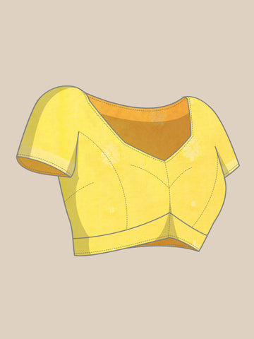 Yellow White Buti Cotton Saree