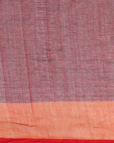 Handloom Colour block Cotton Saree with pompoms