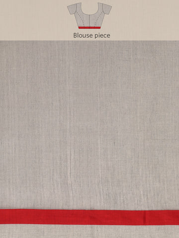 Handloom Solid Cotton Saree with Blouse Piece