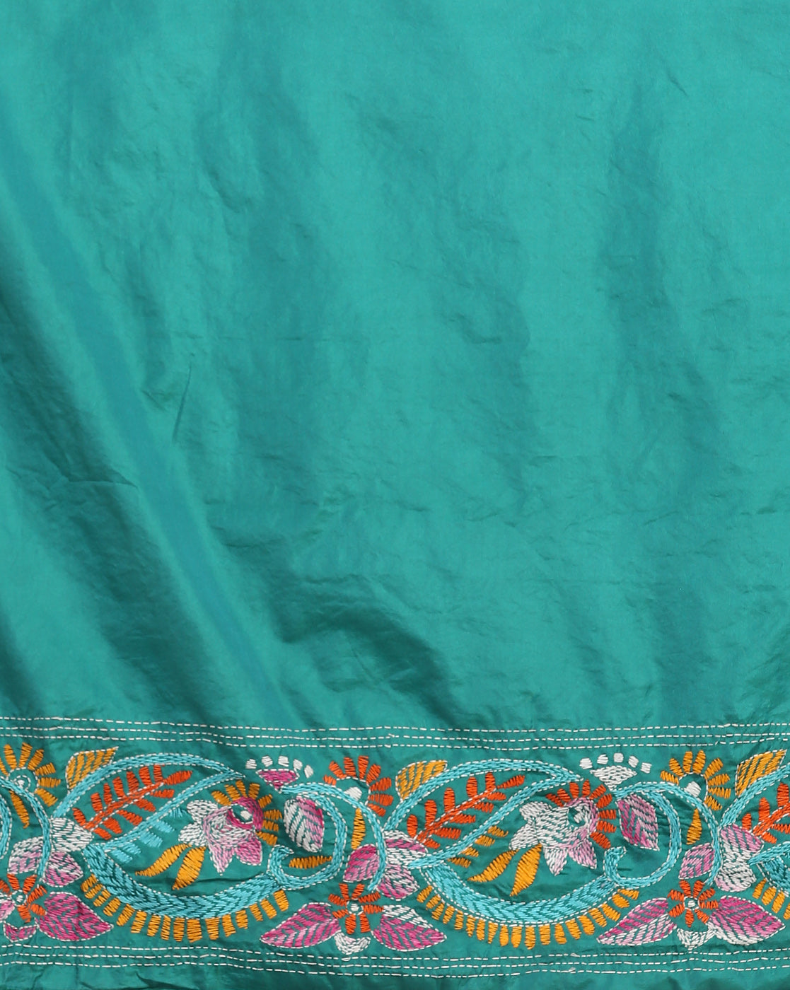 ArtEastri Green Artsilk Kantha Saree with Blouse piece