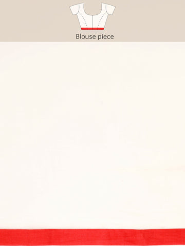 Handloom Solid Cotton Saree with Blouse Piece