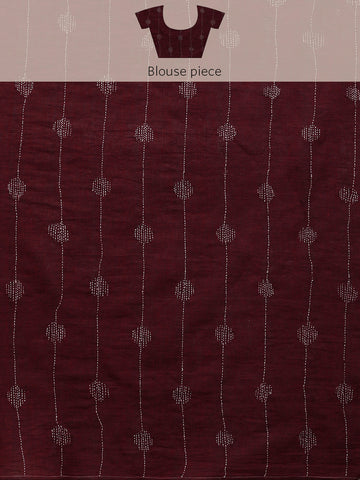 Maroon Khesh Kantha Cotton Saree