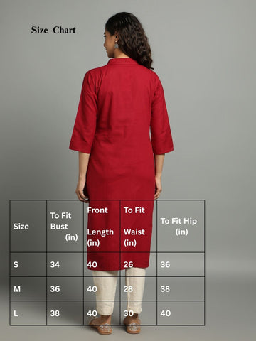 Maroon Kantha Cotton Kurta