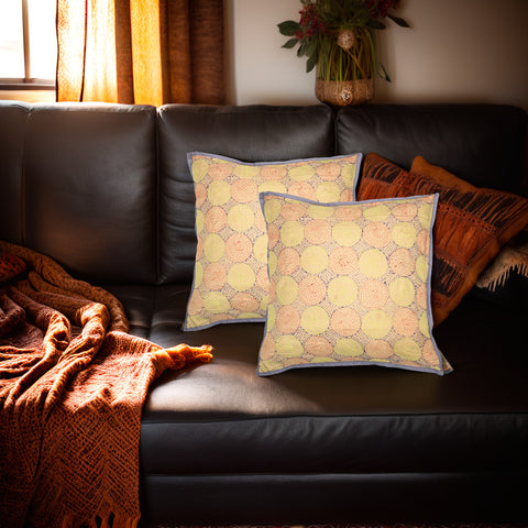 Cream Rust Kantha  Silk Reversible Cushion Cover - Pack of 1