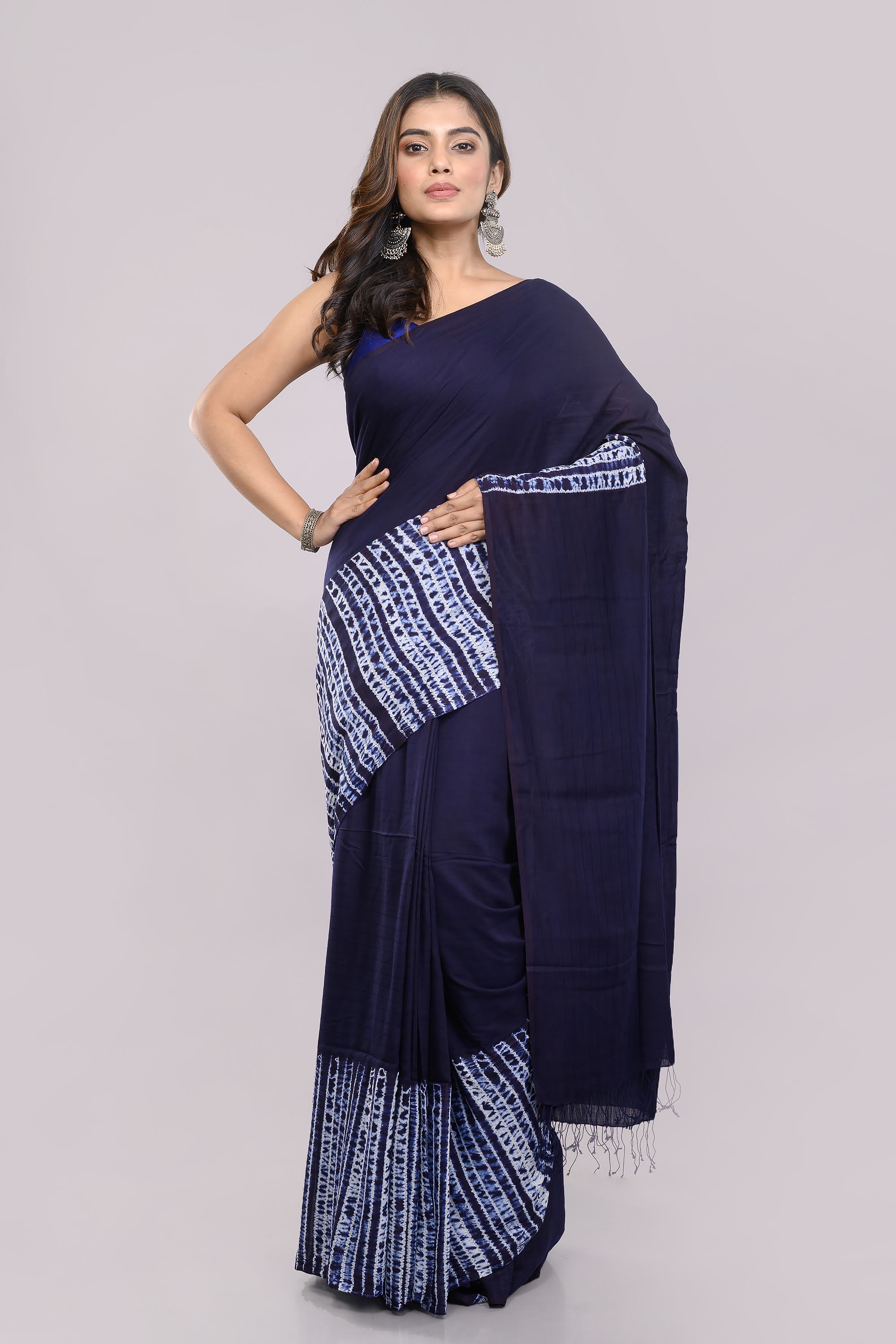 Hand Woven Shibori Cotton Saree