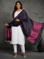 Purple Pink Women's Ethnic Silk Cotton Assamese Dupatta