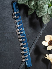 Indigo Handcrafted fabric Choker German silver Kolhapuri beads Jewellery