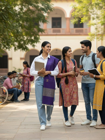 Navy handloom Cotton Jamdani Stole