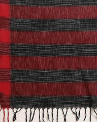 Black Red Tie Dye Cotton Saree
