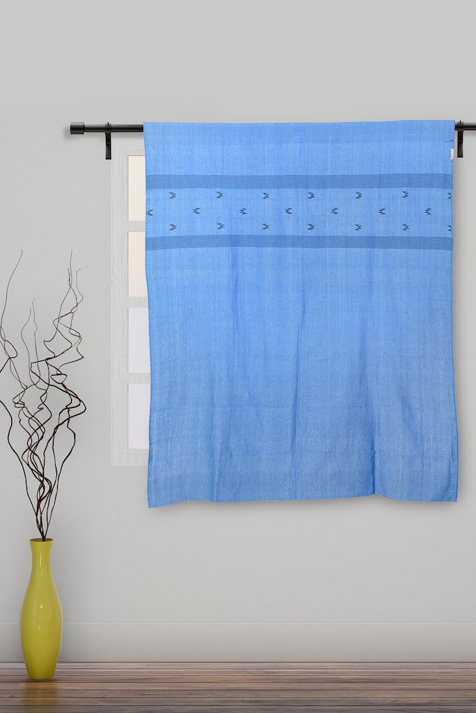 Blue Black Jamdani Cotton Window Curtain for home